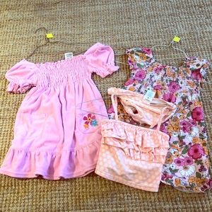 4t Carter’s bikini, terry cover up, floral dress
